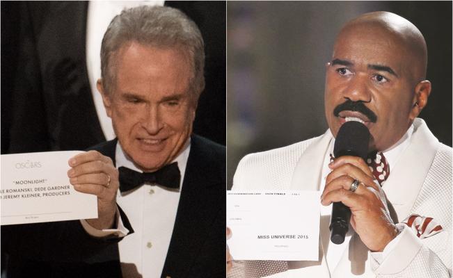 Steve Harvey ofrece ayuda a Warren Beatty por error en los Oscar