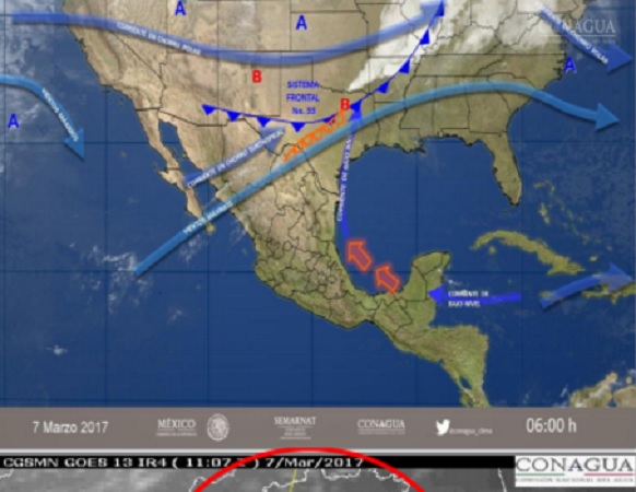 Para hoy se pronostican vientos fuertes en las costas de Baja California, Baja California Sur, Sonora y Sinaloa