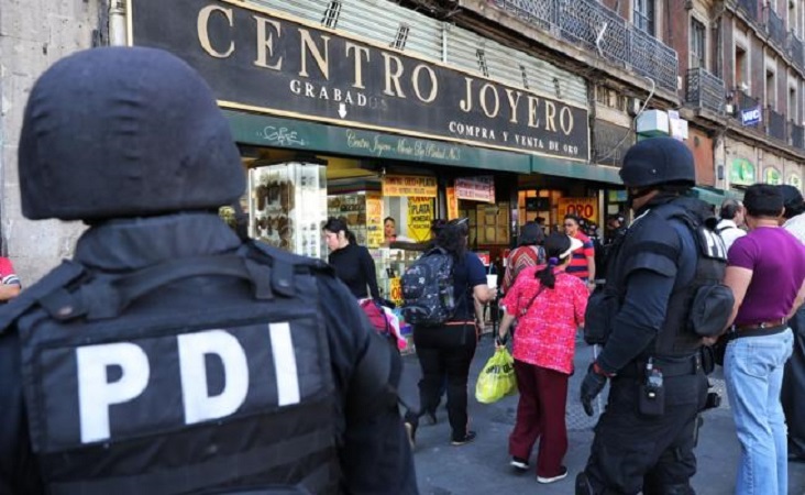 Realizó Policía de Investigación operativo para verificar legalidad de joyas que se expenden en locales del Centro Histórico