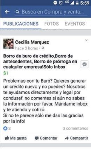 Alerta CONDUSEF por persona que ofrece borrar a usuarios del buró de crédito