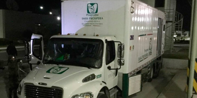 Camión clonado del IMSS Prospera para transportar cocaína