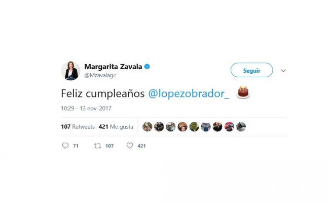 Políticos felicitan a AMLO por su cumpleaños; entre ellos Margarita Zavala