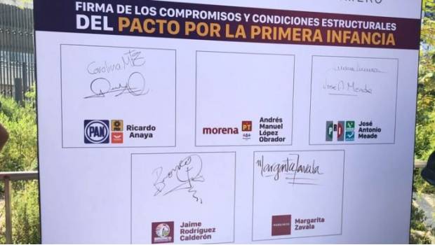Anaya, Zavala, Meade y ‘El Bronco’ firman el Pacto por la Infancia; AMLO, el ausente