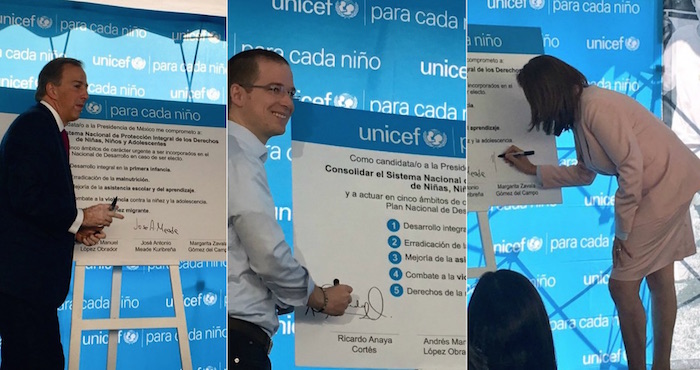 Presidenciales firman compromiso con Unicef para proteger a la niñez