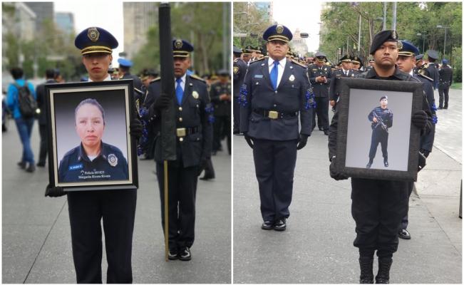 Rinden honores a policías asesinados en funciones