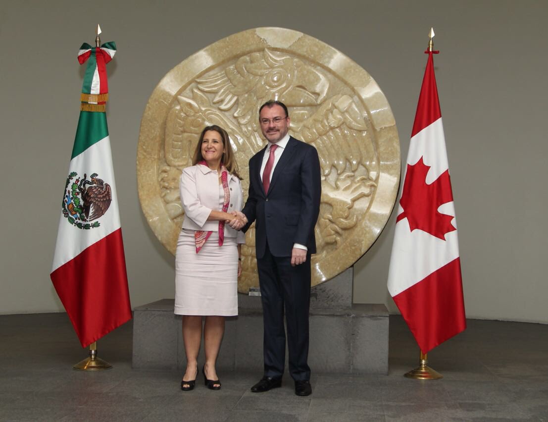 Guajardo y Videgaray se reúnen con la ministra canadiense, Chrystia Freeland