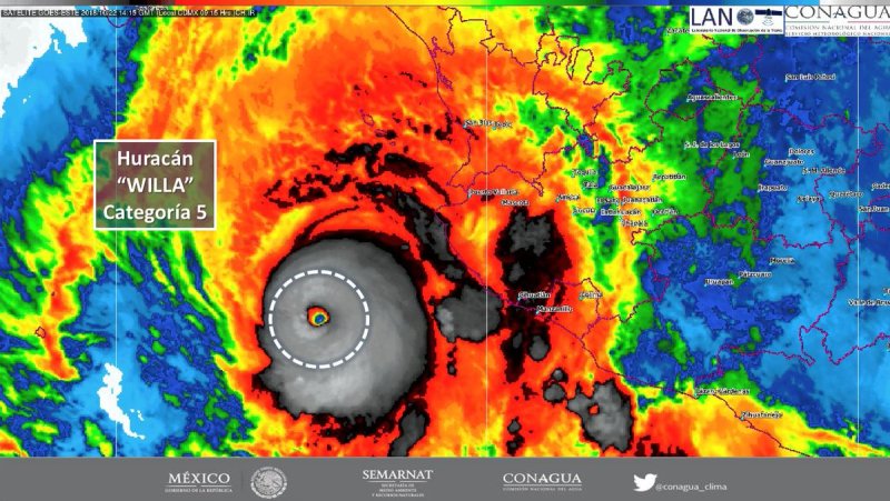 Huracán ‘Willa’ alcanza categoría 5; va camino a las costas suroeste de México