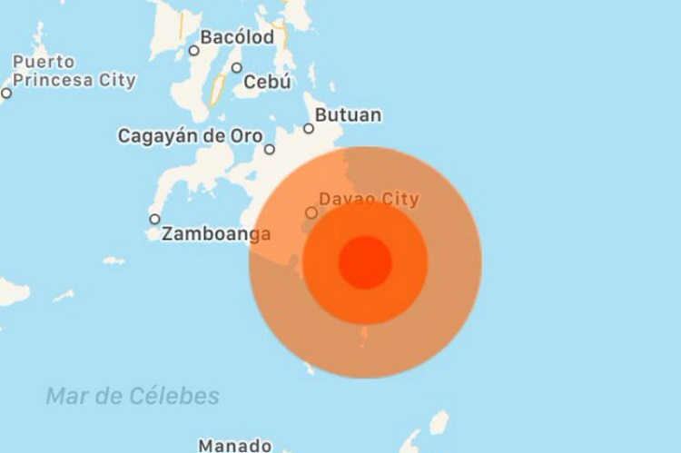 Se registró sismo de magnitud 6.9 al sur de Filipinas