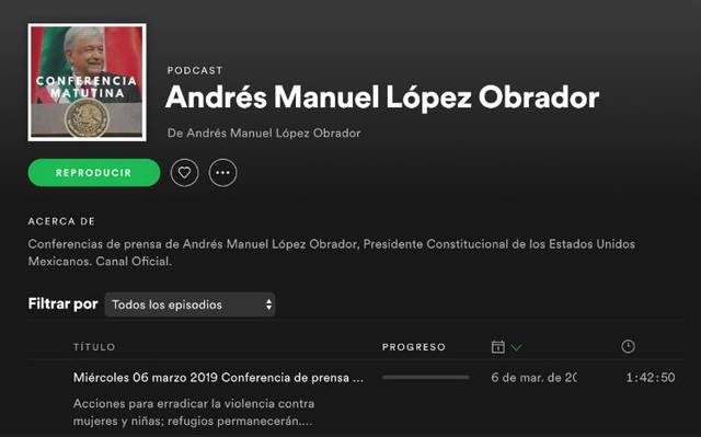 ¿Te perdiste la ‘mañanera’ de López Obrador? Escúchala en Spotify