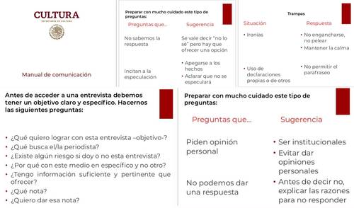 Secretaría de Cultura publica manual para actuar ante las ‘‘trampas” de los reporteros