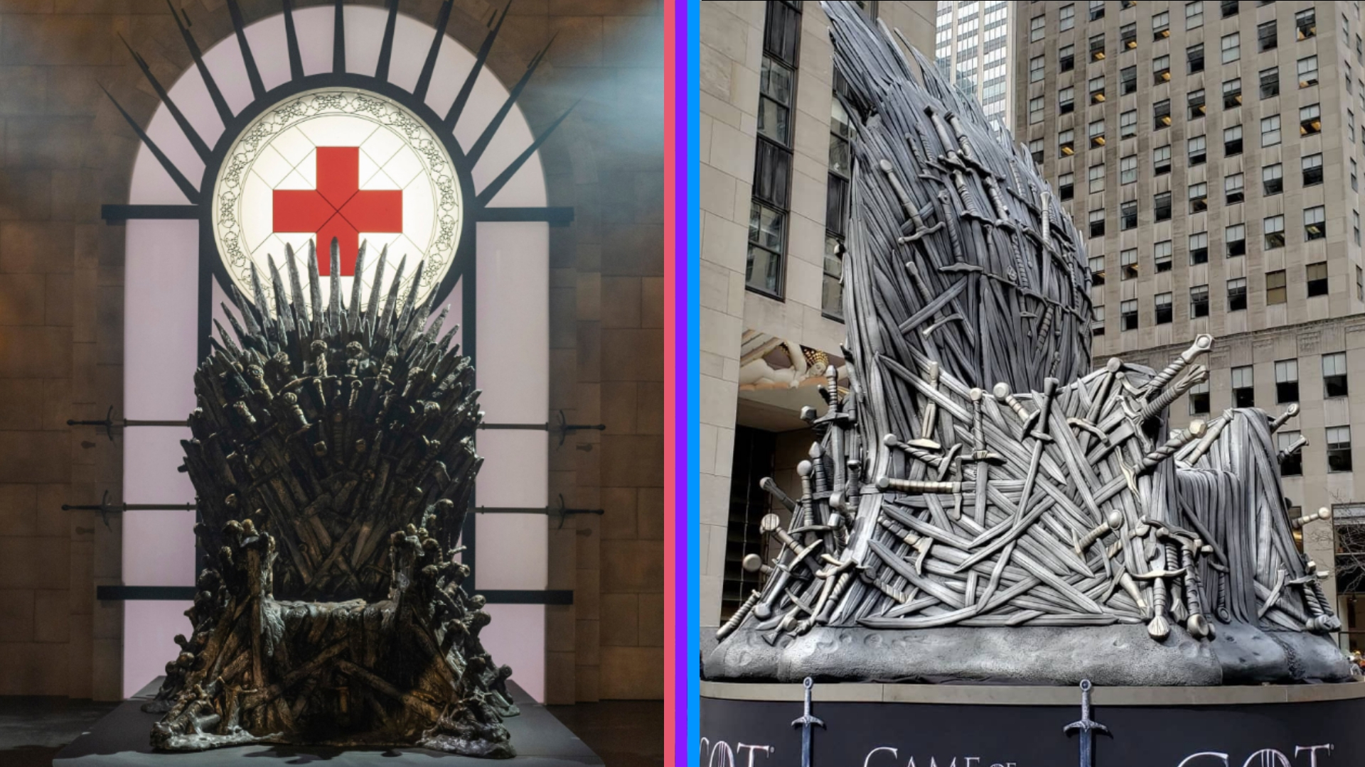 Aparece trono gigante en Nueva York por estreno de Game of Thrones