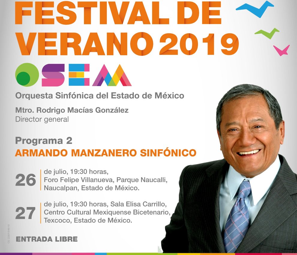 Comparten escenario Armando Manzanero y Orquesta Sinfónica del Estado de México