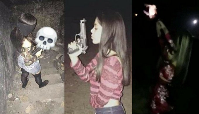 Sicarias adolescentes de “Los Marucheros” exhiben sus armas