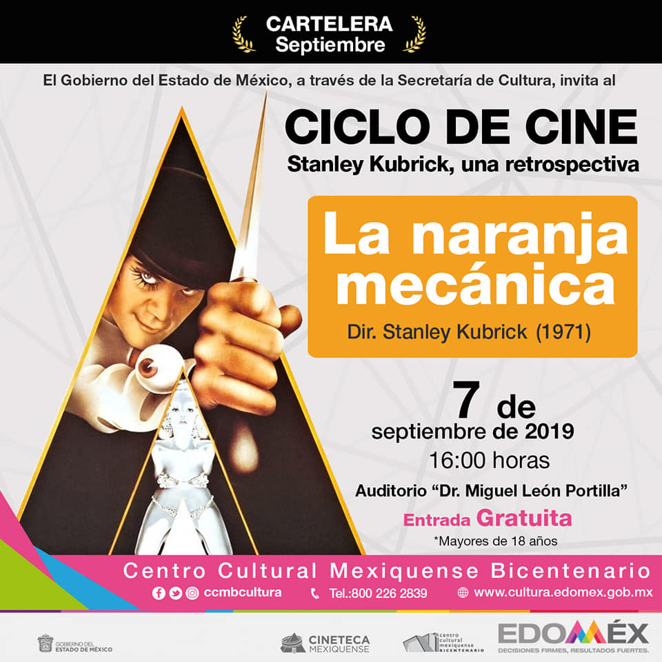 Presenta Cineteca Mexiquense Ciclo de Stanley Kubrick en Centro Cultural Mexiquense Bicentenario