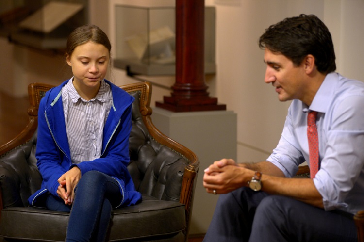 Thunberg se reúne con Trudeau previo a marcha en Montreal