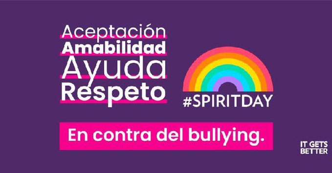 Hoy, en el Spirit Day, hablemos en contra del acoso hacia personas LGBT+