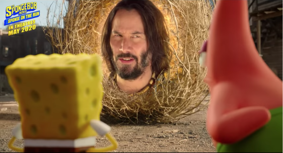 ¿Creías que habías visto todo? Mira a Keanu Reeves en el tráiler de ‘Bob Esponja’