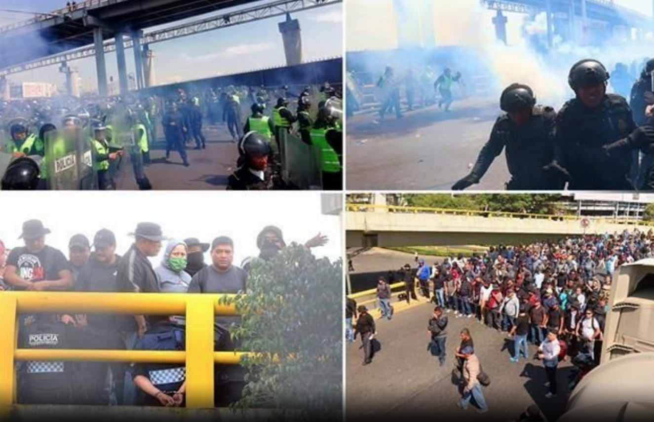 Protestas de federales en el AICM deja 32 policías capitalinos lesionados