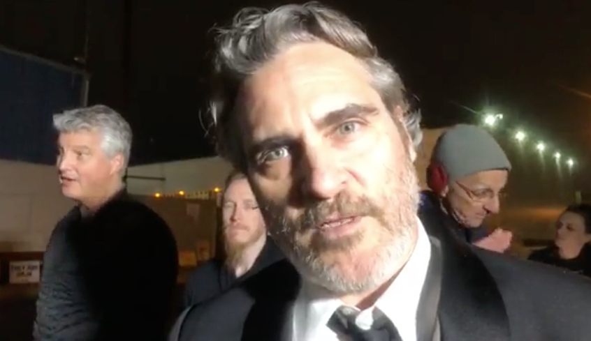 Joaquin Phoenix visita cerditos en matadero