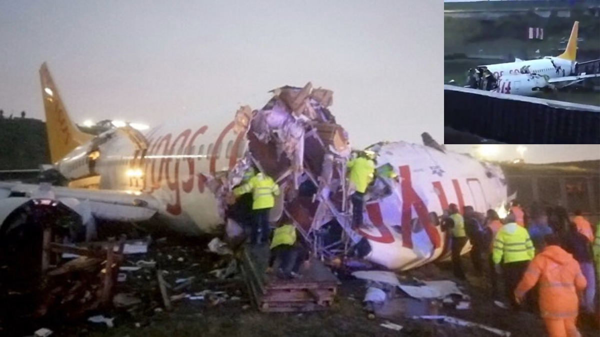 VÍDEO: Avión de Turquía se parte en tres con 183 personas a bordo