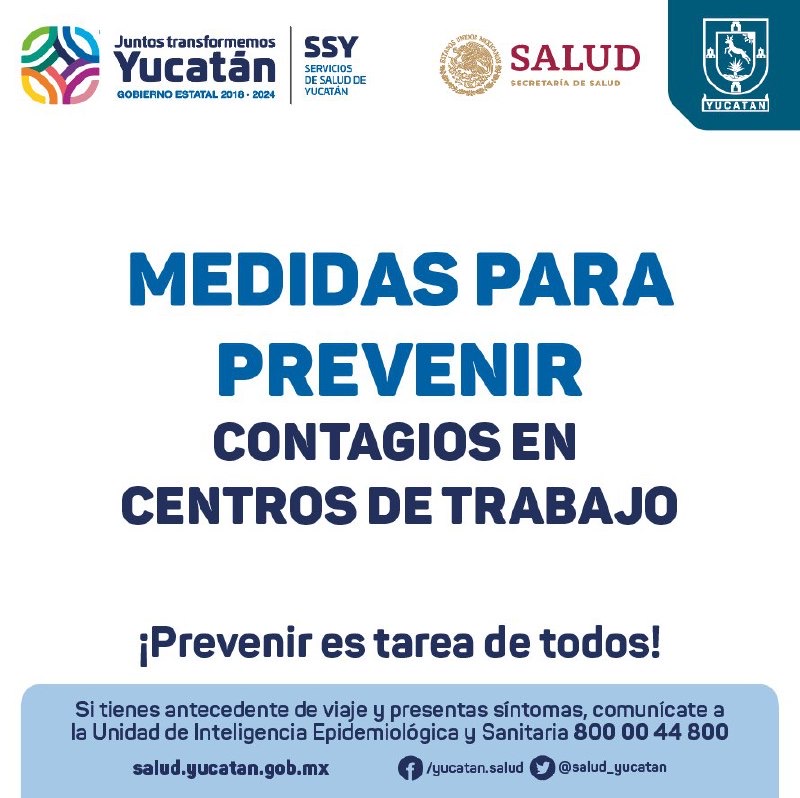 Emiten recomendaciones para proteger la salud de los yucatecos en sus centros de trabajo