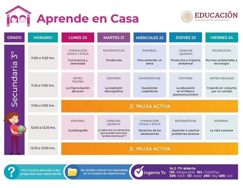 Difunde SEP horarios del programa Aprende en Casa