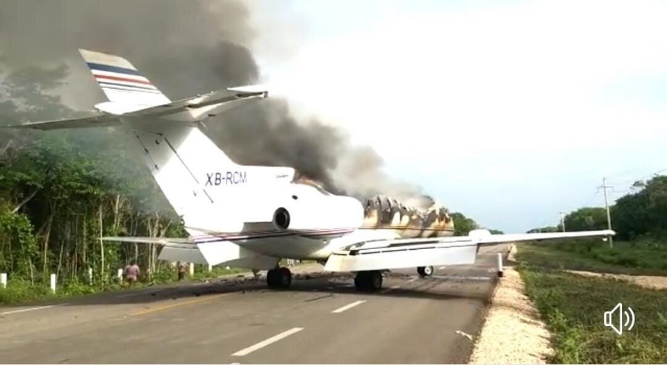 Aeronave incendiada en QRoo provenía de Sudamérica