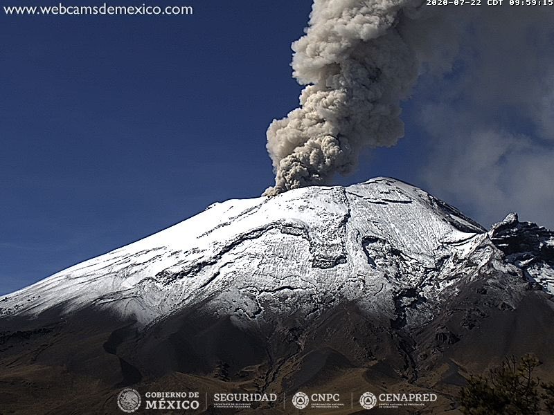 Volcán Popocatépetl lanza emisiones de hasta un kilómetro