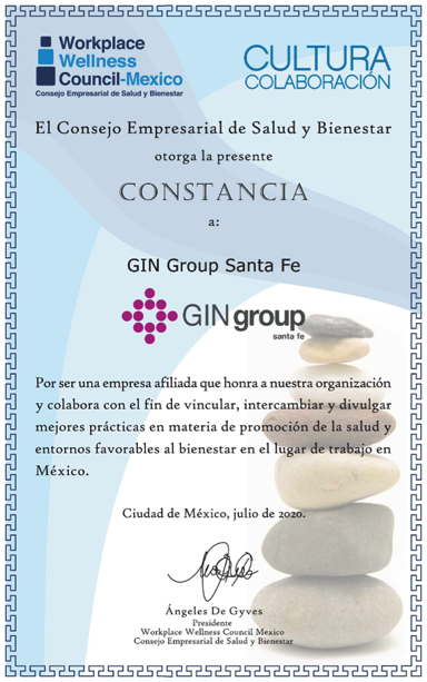 GINgroup recibe Distintivo Organización Responsable Saludable, ORS® otorgado por el CESSyB