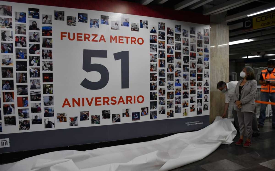 Develan fotomural en honor a trabajadores del STC Metro