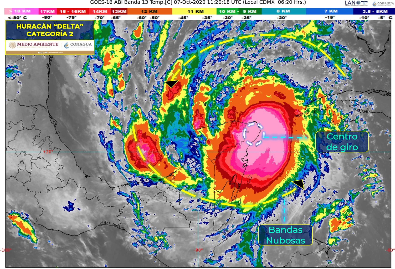 ‘Delta’ toca tierra en Q. Roo como huracán categoría 2