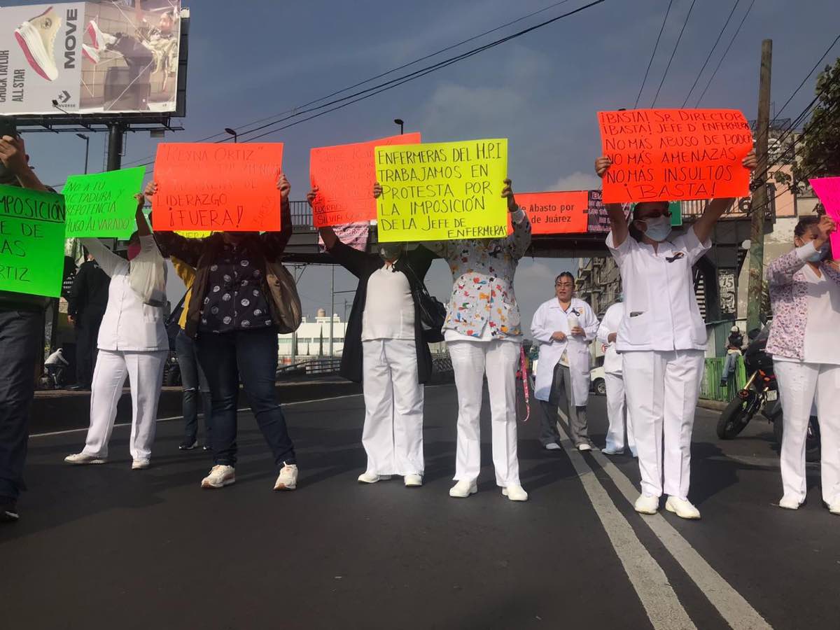enfermeras del Hospital Pediátrico de Iztapalapa se manifiestan en Eje 8 Ermita