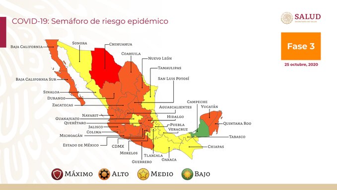 Once estados se mantienen en semáforo amarillo