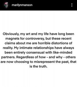 Marilyn Manson responde ante las denuncias de abuso en su contra