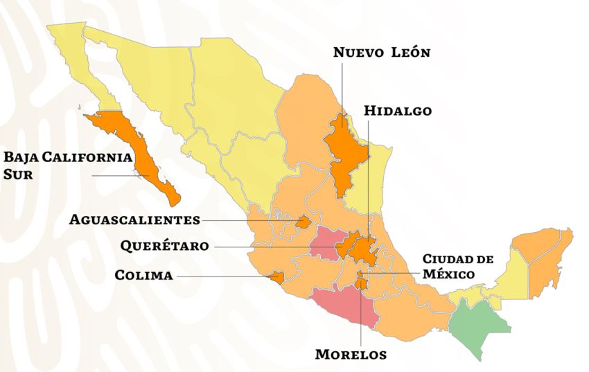 11 entidades avanzaron de semáforo rojo a naranja en México