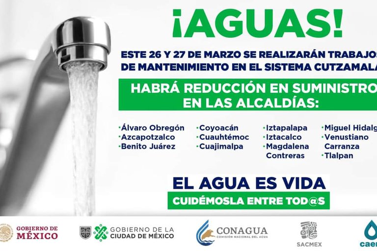 Reducen suministro de agua en CDMX