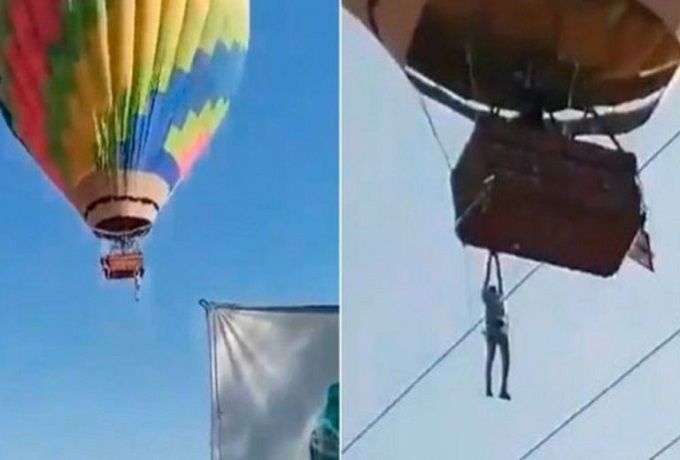 VIDEO: Hombre quedó colgado de un globo aerostático en Teotihuacán