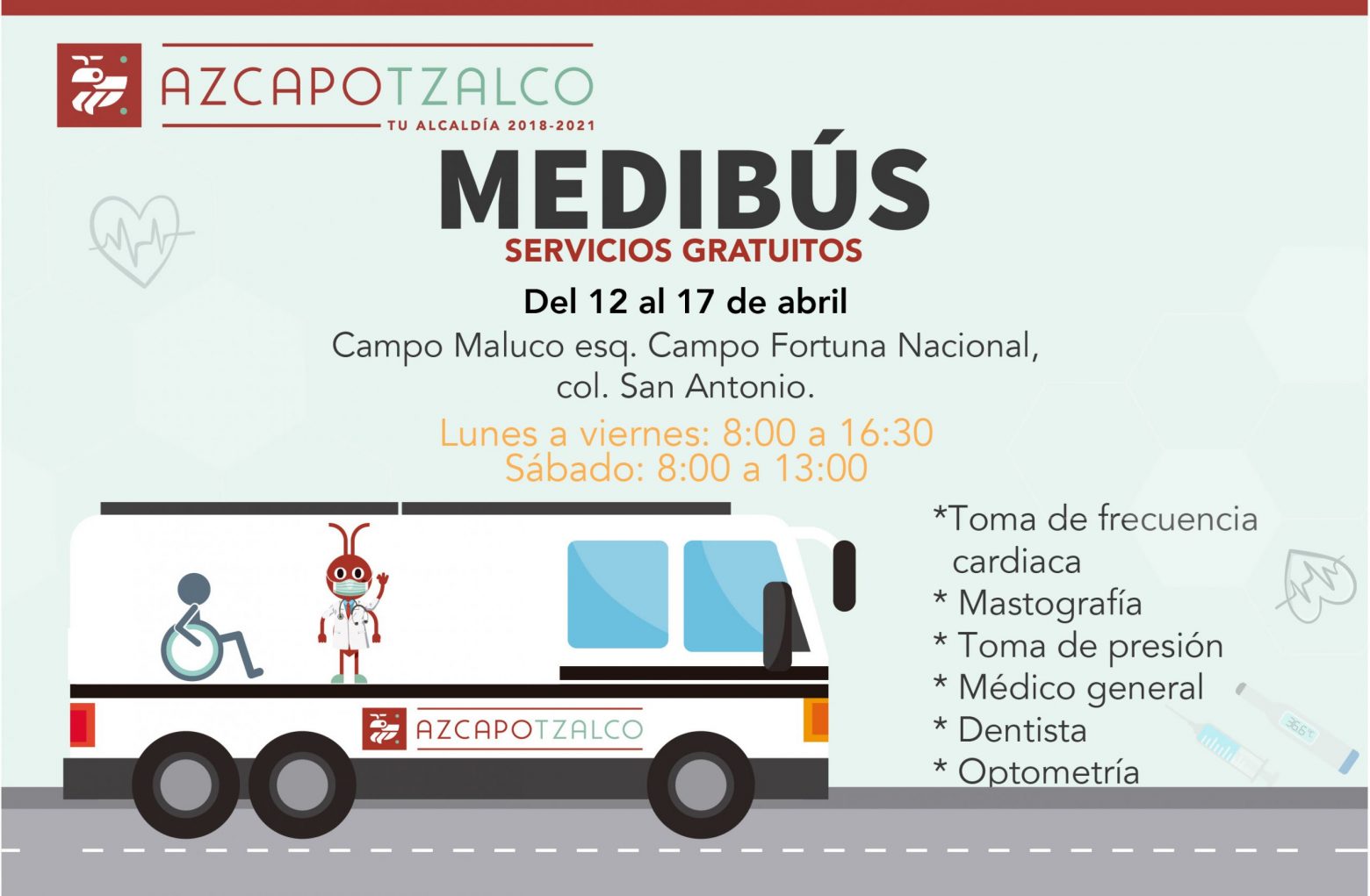 Con Medibús y Unidad Covid, Azcapotzalco acerca servicios médicos gratuitos a los chintolos