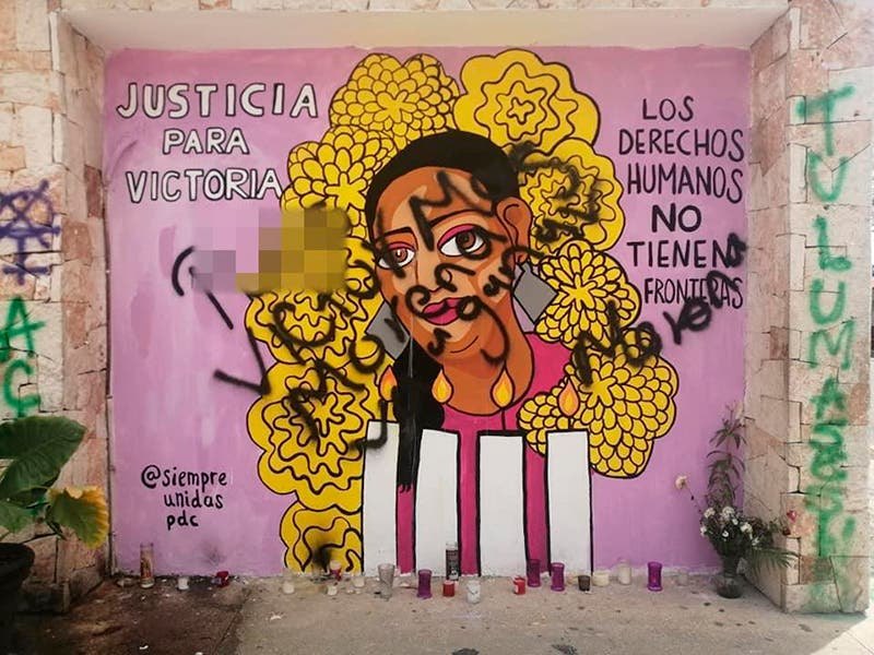 Vandalizan mural honorífico de Victoria Salazar en Tulum