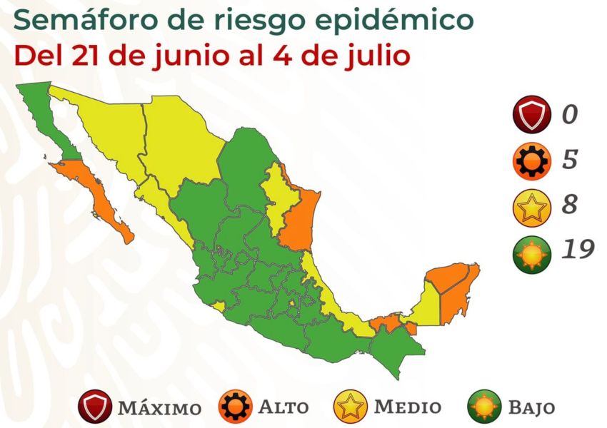 Más de la mitad de las entidades en México ya están en semáforo verde