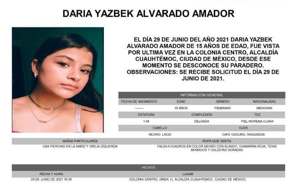 Daría Yazbeck, menor desaparecida en CDMX, es hallada con vida en Veracruz