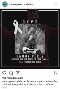 Muere Sammy Pérez de un paro cardiovascular