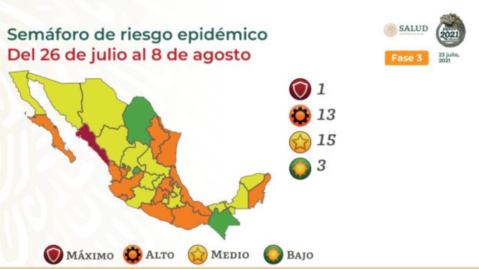 Semáforo Covid-19: México se pinta de amarillo y naranja