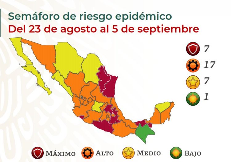 Hidalgo, Puebla, Tabasco y Tamaulipas pasan a semáforo rojo