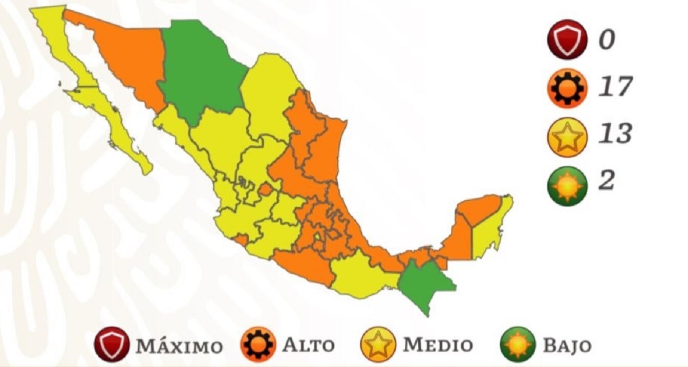 México se queda sin estados en Semáforo Rojo