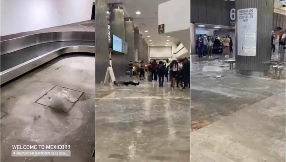 Aeropuerto Internacional de la Ciudad de México se inunda debido a las fuertes lluvias que se han estado presentando en la ciudad.