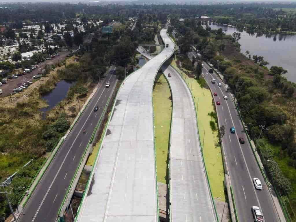 Gobierno de la CDMX inaugura el puente vehicular que viaja desde el Periférico Sur hasta el Oriente en la alcaldía Xochimilco.