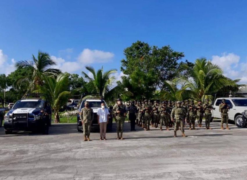 Llegan nuevos elementos de la GN, Semar y el Ejército a Tulum