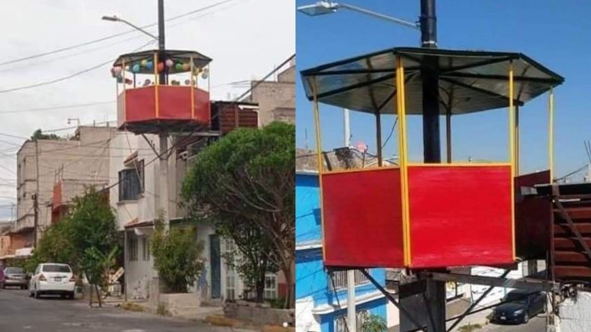 Autoridades retiran salón de fiestas construido entre un poste de luz en Neza