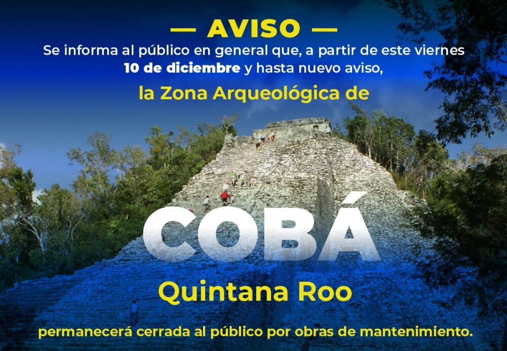 Cierran la Zona Arqueológica de Cobá por obras de mejoramiento